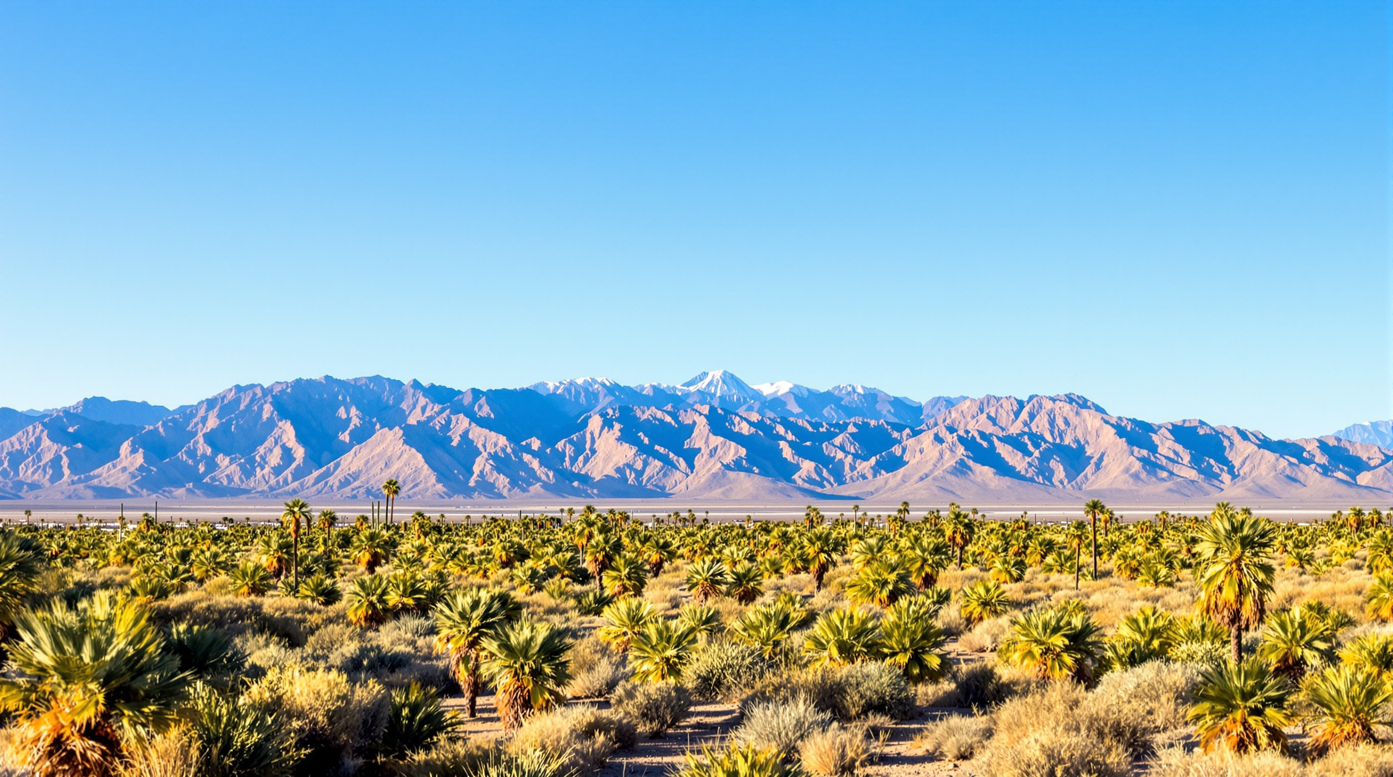 Clear sunny day in the Coachella Valley with mountain views